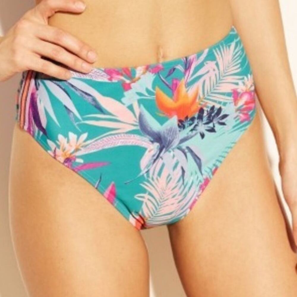 SHADE & SHORE Black & Blue Cutout Bikini Swimsuit Bottoms Mix & Match Sz: XL NEW - Picture 10 of 16